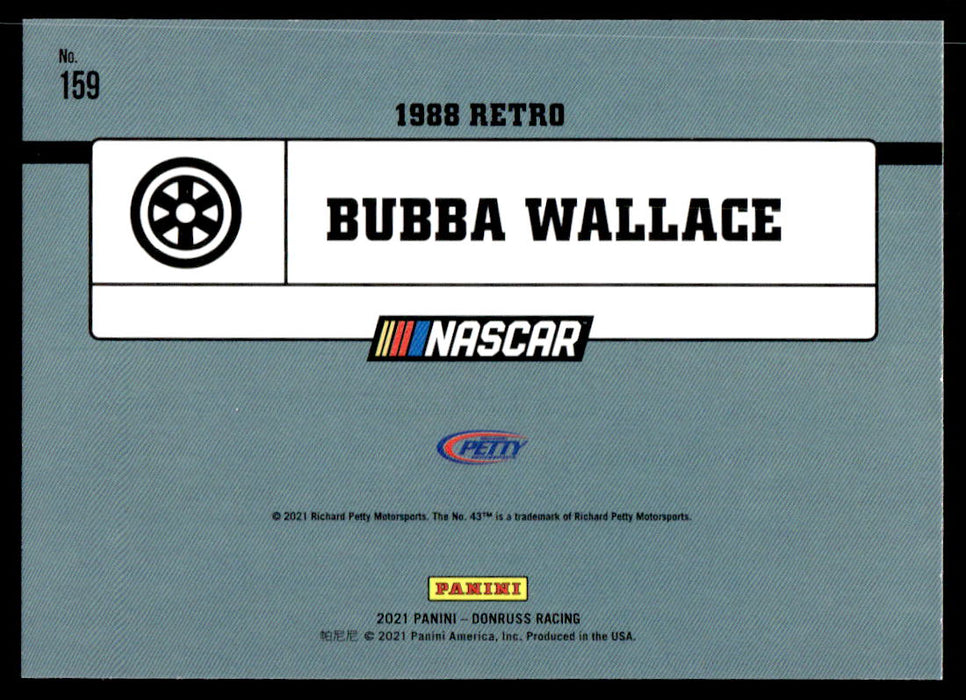 Bubba Wallace 2021 Panini Donruss Racing Base Back of Card