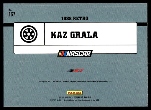 Kaz Grala 2021 Panini Donruss Racing Base Back of Card