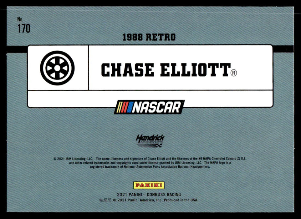 Chase Elliott 2021 Panini Donruss Racing Base Back of Card