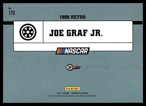 Joe Graf Jr. 2021 Panini Donruss Racing Base Back of Card