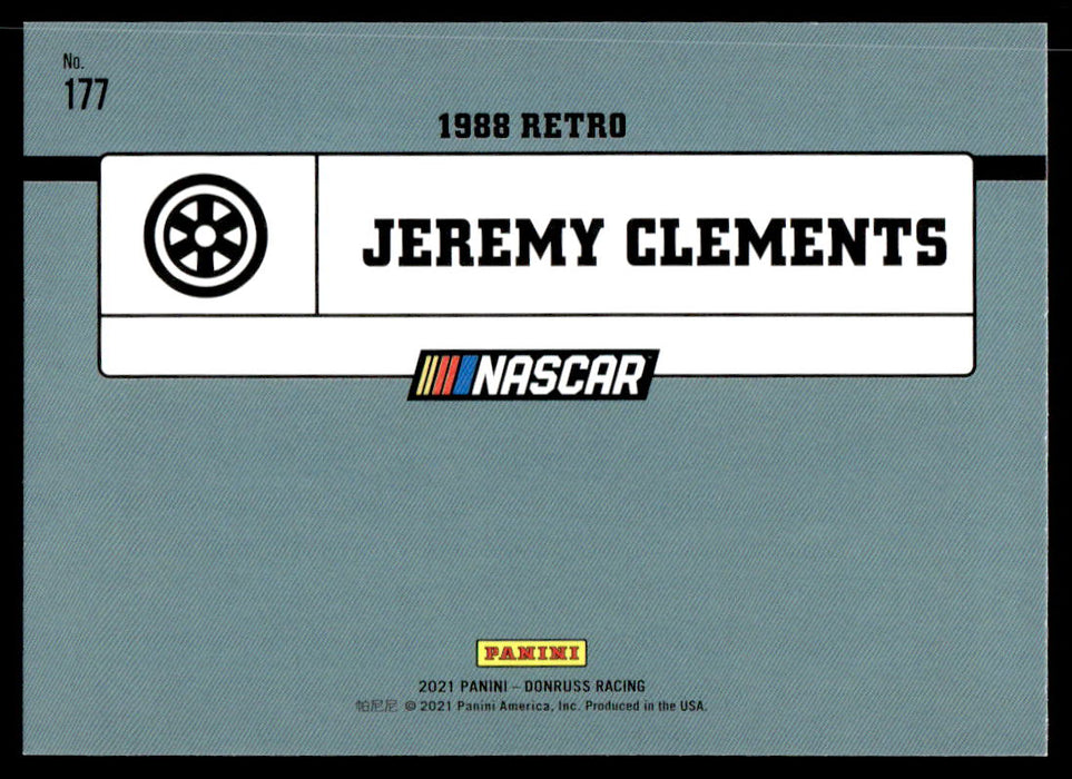 Jeremy Clements 2021 Panini Donruss Racing Base Back of Card