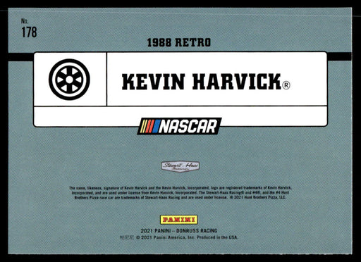 Kevin Harvick 2021 Panini Donruss Racing Base Back of Card