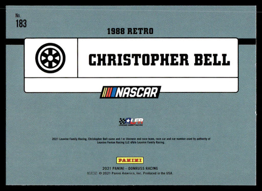 Christopher Bell 2021 Panini Donruss Racing Base Back of Card