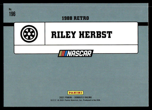 Riley Herbst 2021 Panini Donruss Racing Base Back of Card