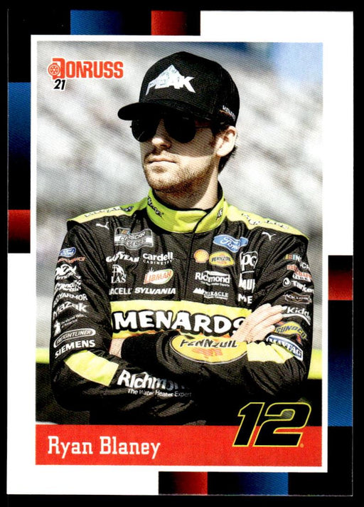 Ryan Blaney 2021 Panini Donruss Racing Base Front of Card