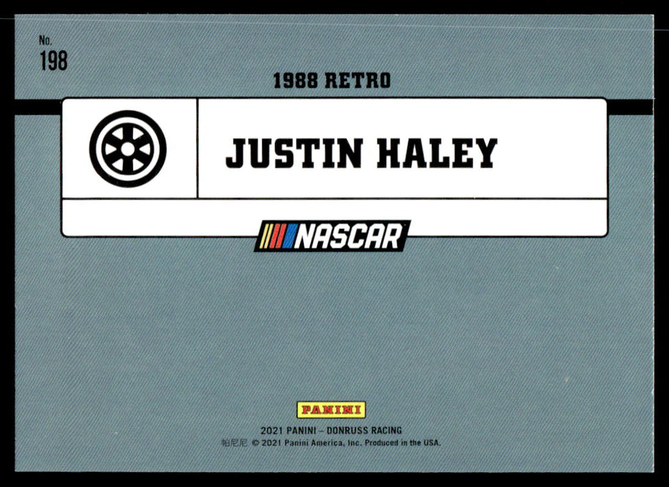 Justin Haley 2021 Panini Donruss Racing Base Back of Card