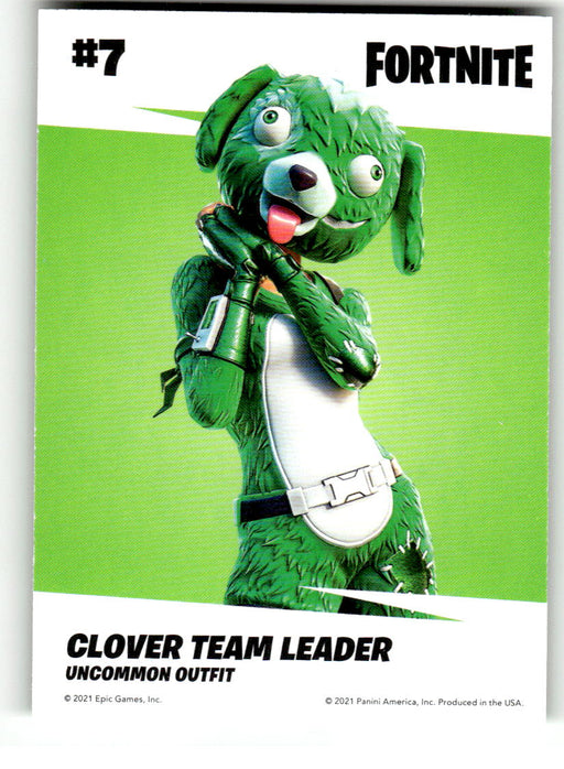 Clover Team Leader 2021 Panini Fortnite Series 3 Back of Card