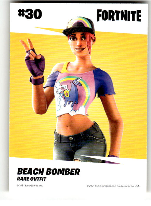 Beach Bomber 2021 Panini Fortnite Series 3 Back of Card