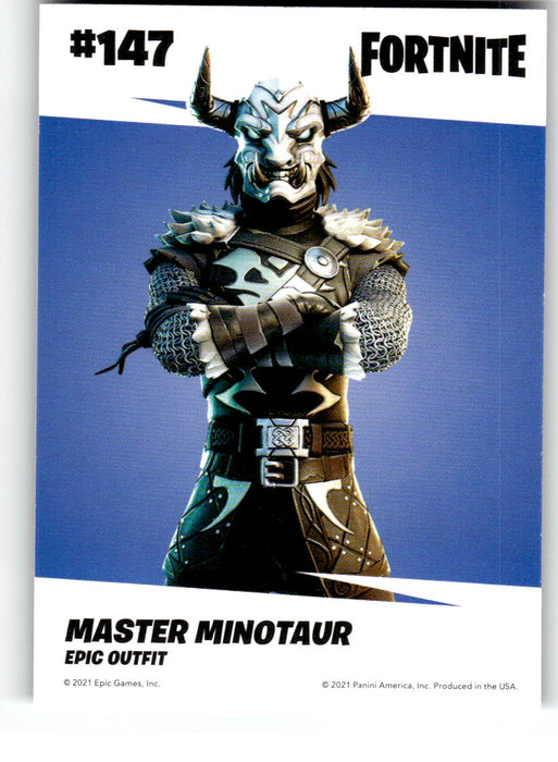 Master Minotaur 2021 Panini Fortnite Series 3 Back of Card