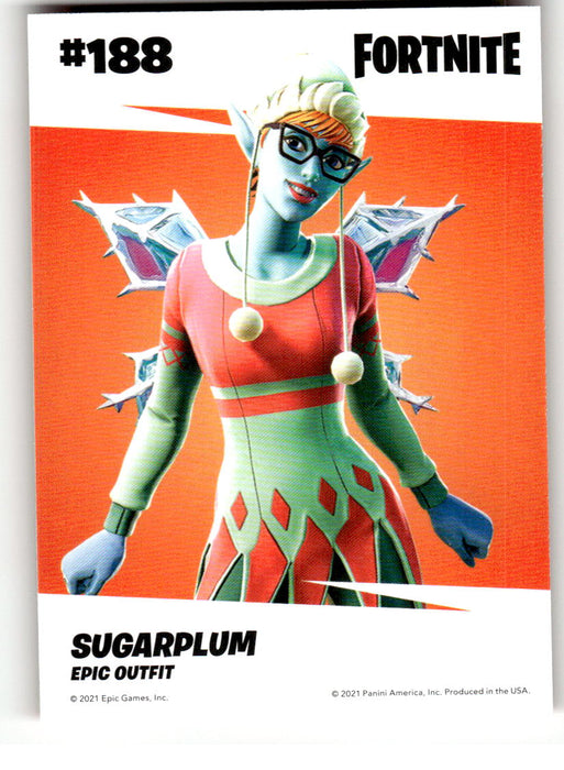 Sugarplum 2021 Panini Fortnite Series 3 Back of Card