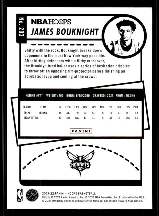 James Bouknight 2021 Panini NBA Hoops Base Back of Card