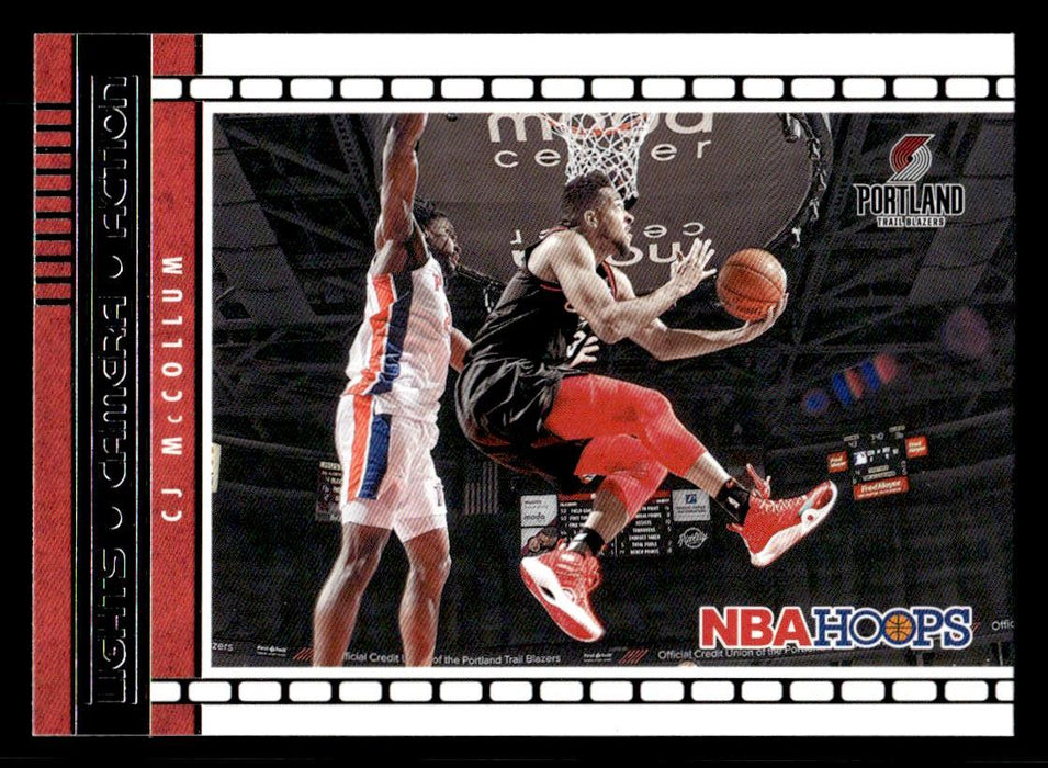 CJ McCollum 2021 Panini NBA Hoops Lights Camera Action Front of Card