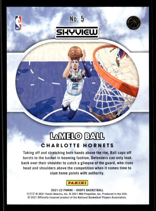 LaMelo Ball 2021 Panini NBA Hoops Skyview Back of Card