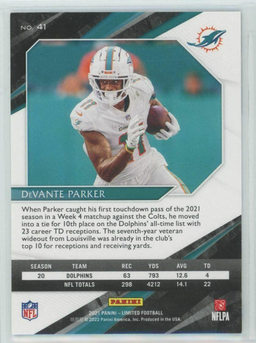 2021 Panini Limited Football #41 DeVante Parker Miami Dolphins - Collectible Craze America