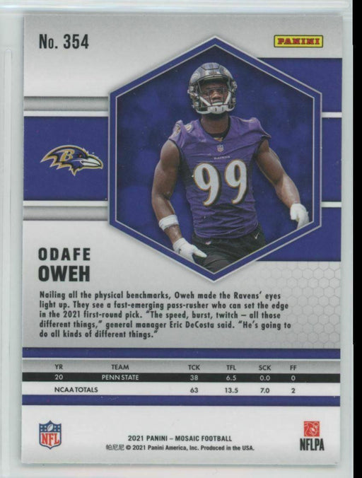 2021 Panini Mosaic #354 Odafe Oweh RC Baltimore Ravens - Collectible Craze America