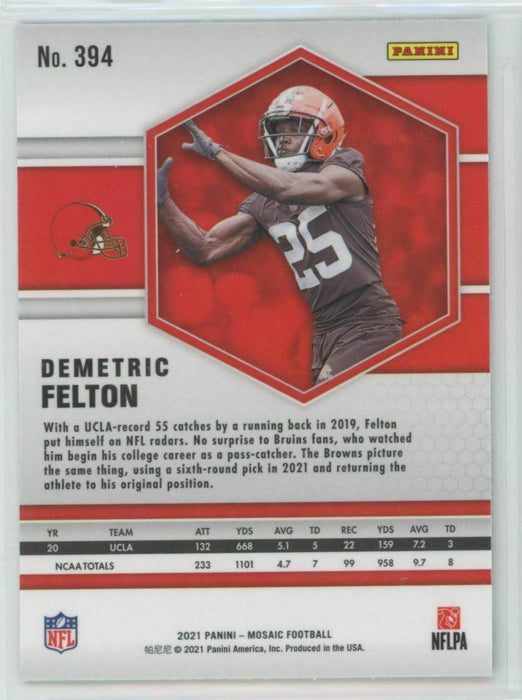 2021 Panini Mosaic #394 Demetric Felton RC Cleveland Browns - Collectible Craze America