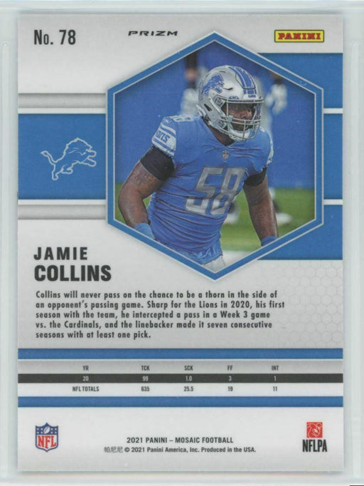 2021 Panini Mosaic #78 Jamie Collins Detroit Lions - Collectible Craze America