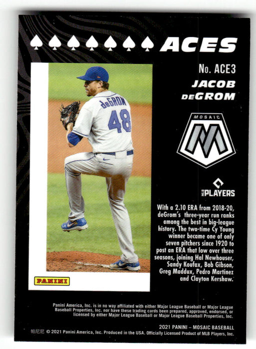 Jacob DeGrom 2021 Panini Mosaic Baseball Aces Back of Card
