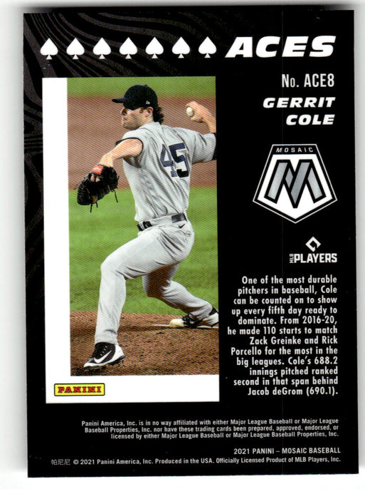 Gerrrit Cole 2021 Panini Mosaic Baseball Aces Back of Card