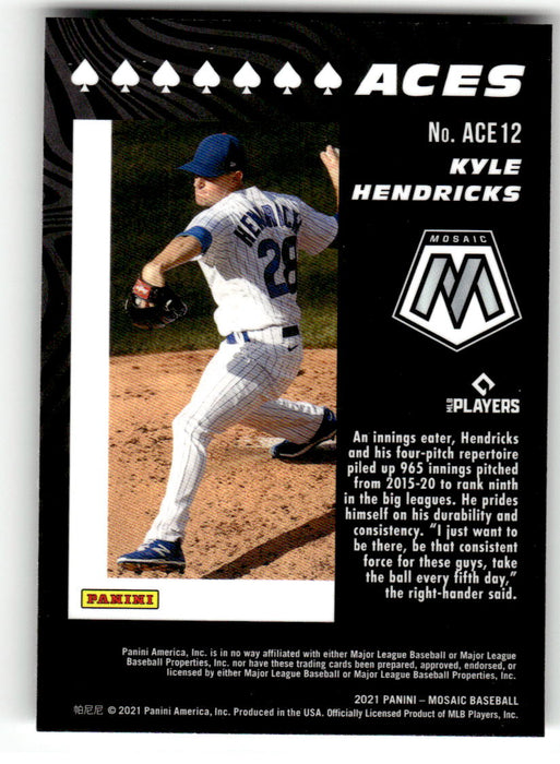 Kyle Hendricks 2021 Panini Mosaic Baseball Aces Back of Card