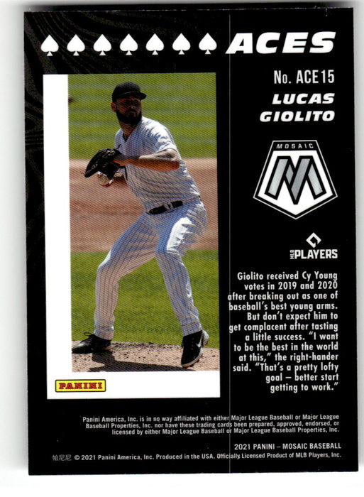 Lucas Giolito 2021 Panini Mosaic Baseball Aces Back of Card