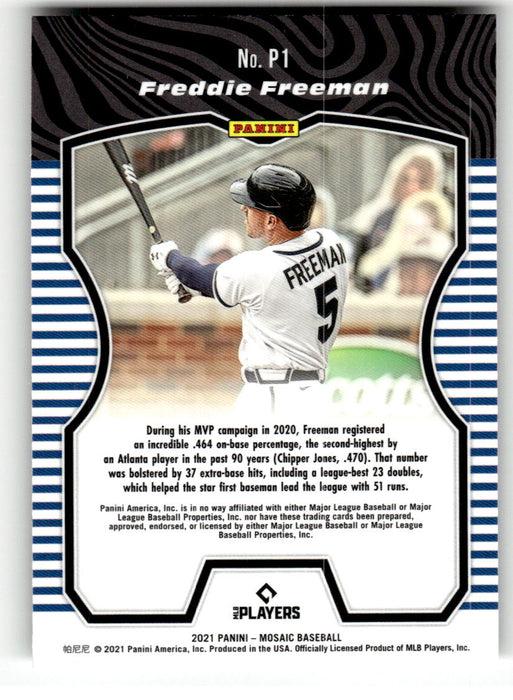 Freddie Freeman 2021 Panini Mosaic Baseball Producers Back of Card