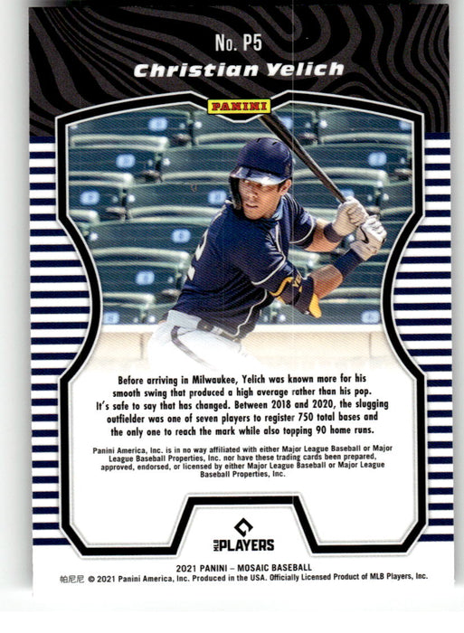 Christian Yelich 2021 Panini Mosaic Baseball Producers Back of Card