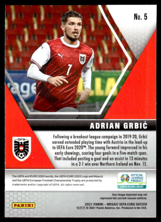 Adrian Grbic 2021 Panini Mosaic UEFA Euro Soccer Base Back of Card