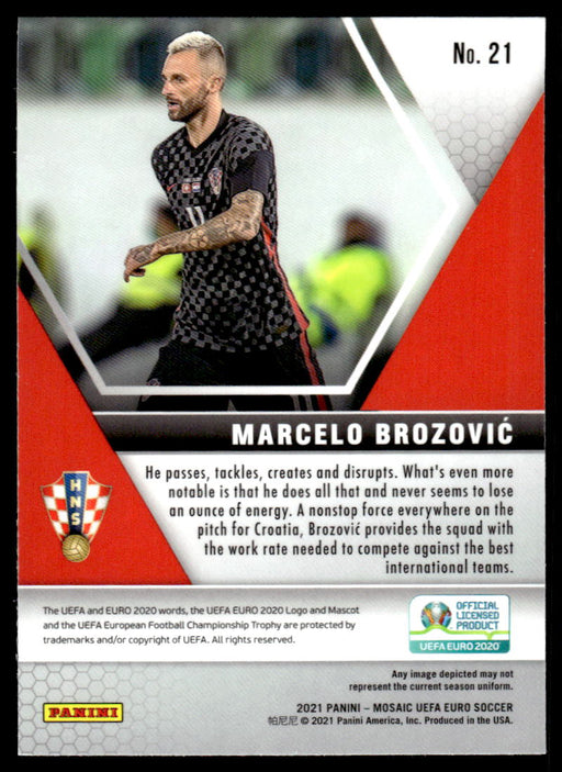 Marcelo Brozovic 2021 Panini Mosaic UEFA Euro Soccer Base Back of Card