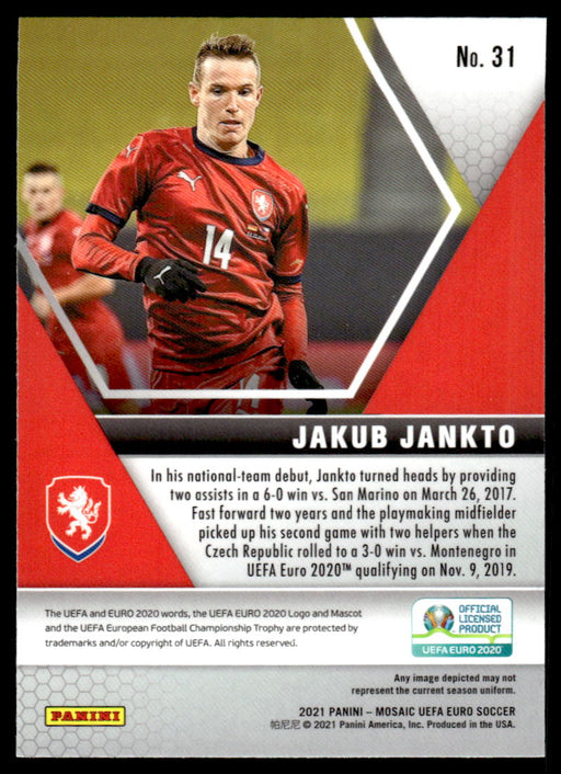 Jakub Jankto 2021 Panini Mosaic UEFA Euro Soccer Base Back of Card