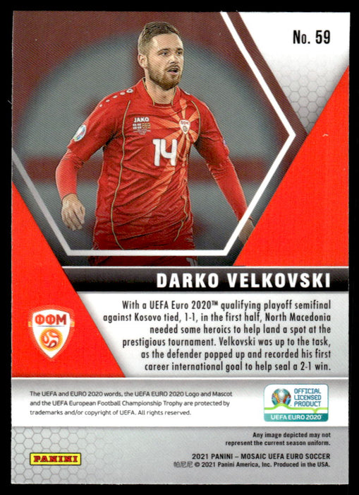 Darko Velkovski 2021 Panini Mosaic UEFA Euro Soccer Base Back of Card