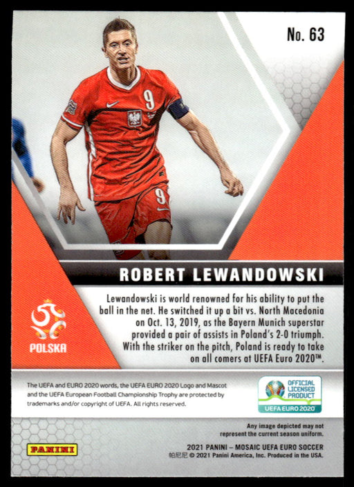 Robert Lewandowski 2021 Panini Mosaic UEFA Euro Soccer Base Back of Card