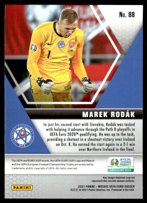 Marek Rodak 2021 Panini Mosaic UEFA Euro Soccer Base Back of Card