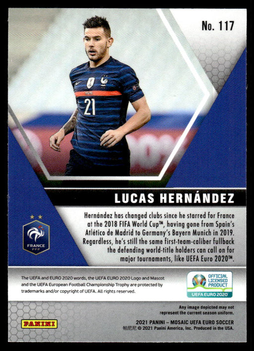 Lucas Hernandez 2021 Panini Mosaic UEFA Euro Soccer Base Back of Card