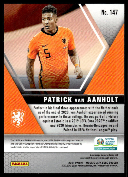 Patrick Van Aanholt 2021 Panini Mosaic UEFA Euro Soccer Base Back of Card