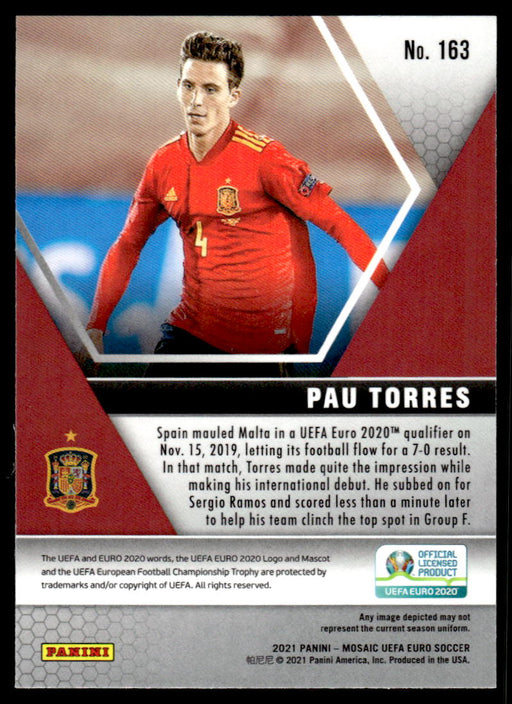 Pau Torres 2021 Panini Mosaic UEFA Euro Soccer Base Back of Card