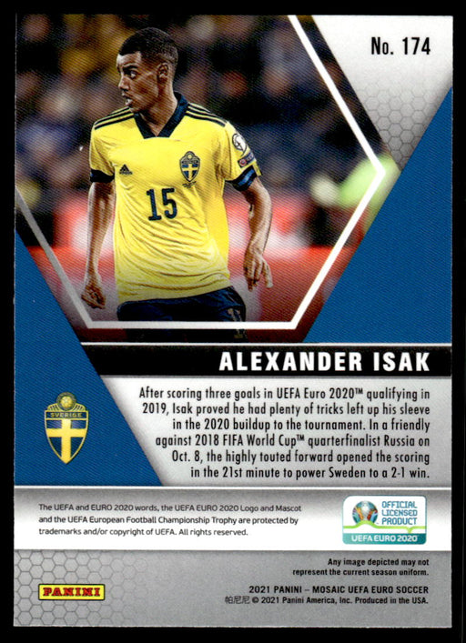 Alexander Isak 2021 Panini Mosaic UEFA Euro Soccer Base Back of Card