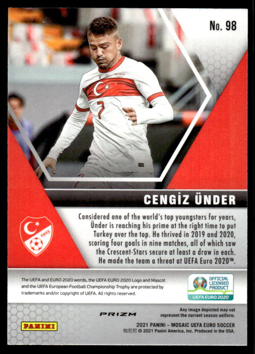 Cengiz Under 2021 Panini Mosaic UEFA Euro Soccer Red Pulsar Back of Card