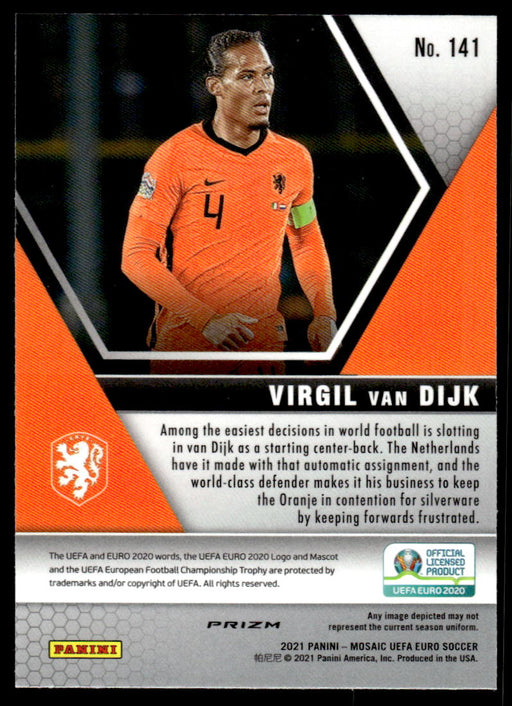 Virgil Van Dijk 2021 Panini Mosaic UEFA Euro Soccer Silver Prizm Back of Card