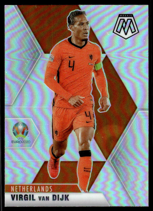 Virgil Van Dijk 2021 Panini Mosaic UEFA Euro Soccer Silver Prizm Front of Card