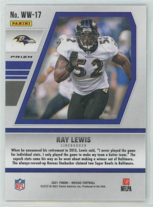 2021 Panini Mosaic #WW-17 Ray Lewis Baltimore Ravens - Collectible Craze America