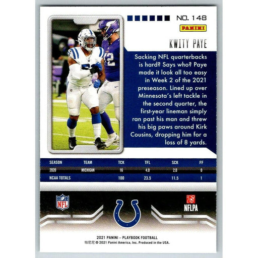 2021 Panini Playbook #148 Kwity Paye RC Indianapolis Colts - Collectible Craze America