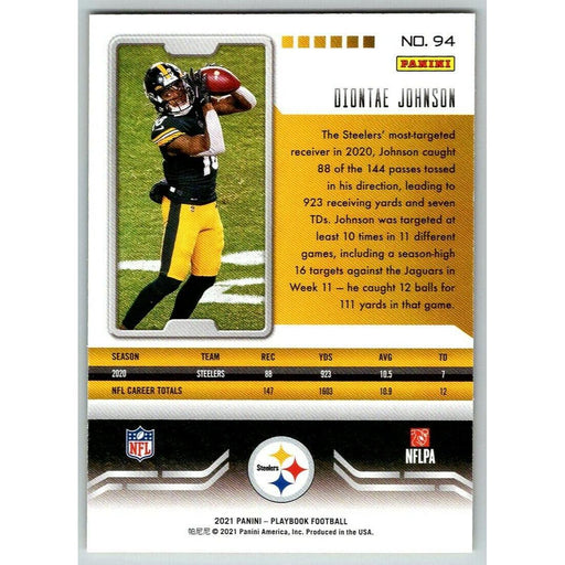 2021 Panini Playbook #94 Diontae Johnson Pittsburgh Steelers - Collectible Craze America