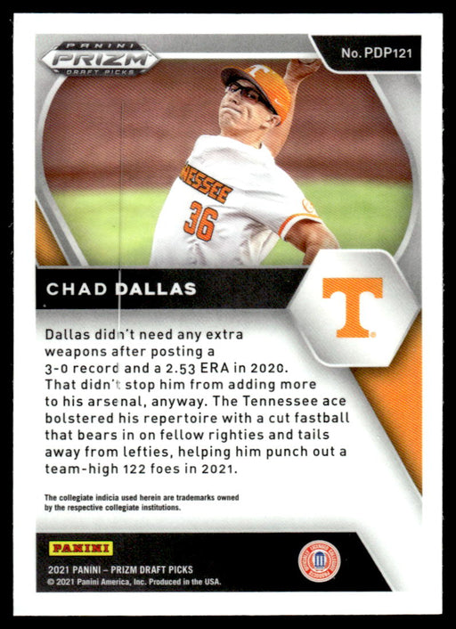 Chad Dallas 2021 Panini Prizm Draft Picks Baseball Base Back of Card
