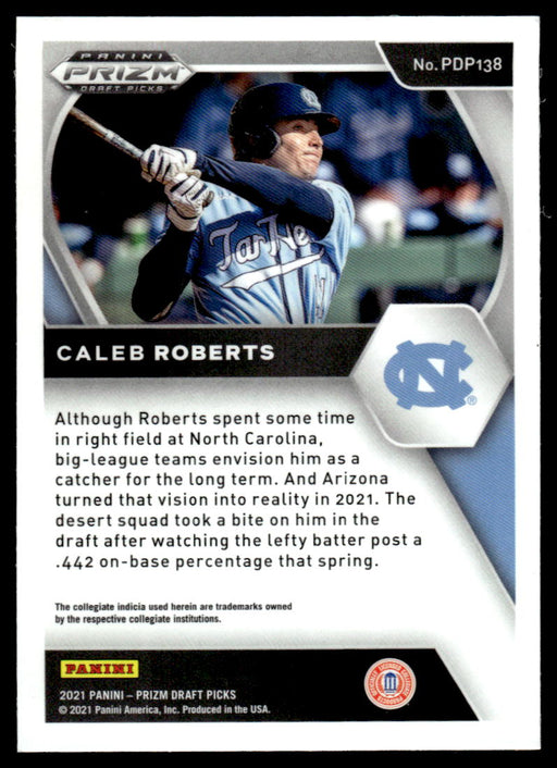 Caleb Roberts 2021 Panini Prizm Draft Picks Baseball Base Back of Card