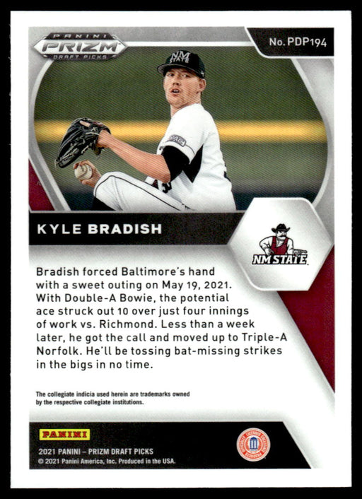 Kyle Bradish 2021 Panini Prizm Draft Picks Baseball Base Back of Card