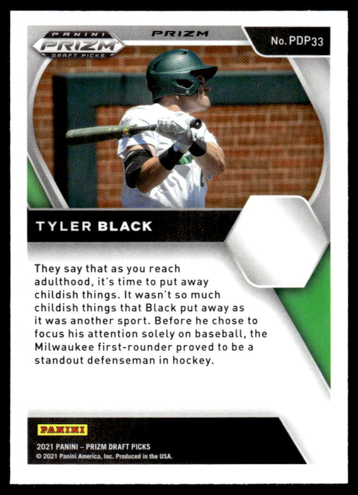 Tyler Black 2021 Panini Prizm Draft Picks Baseball Silver Prizm Back of Card