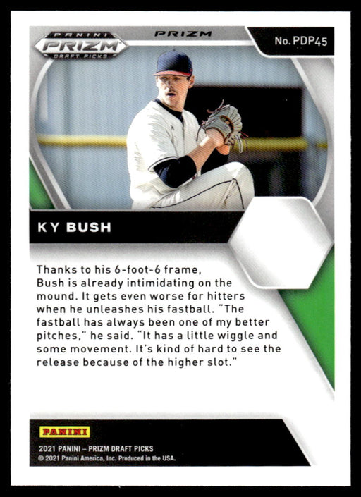 Ky Bush 2021 Panini Prizm Draft Picks Baseball Silver Prizm Back of Card