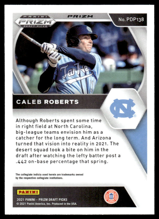 Caleb Roberts 2021 Panini Prizm Draft Picks Baseball Silver Prizm Back of Card