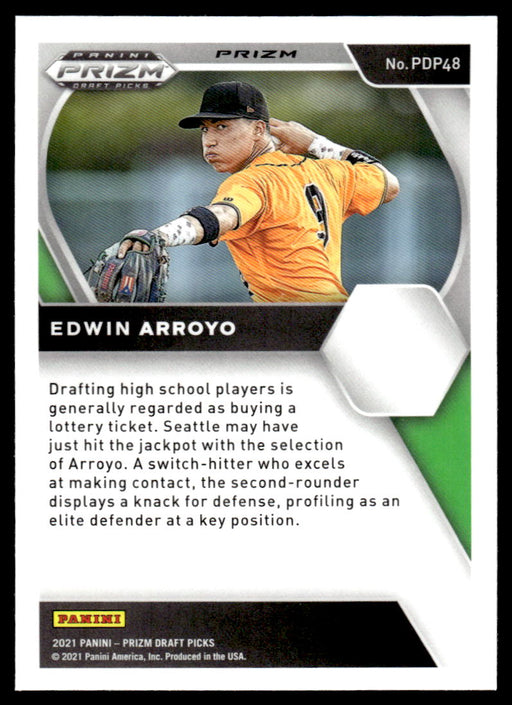 Edwin Arroyo 2021 Panini Prizm Draft Picks Baseball Red Wave Back of Card